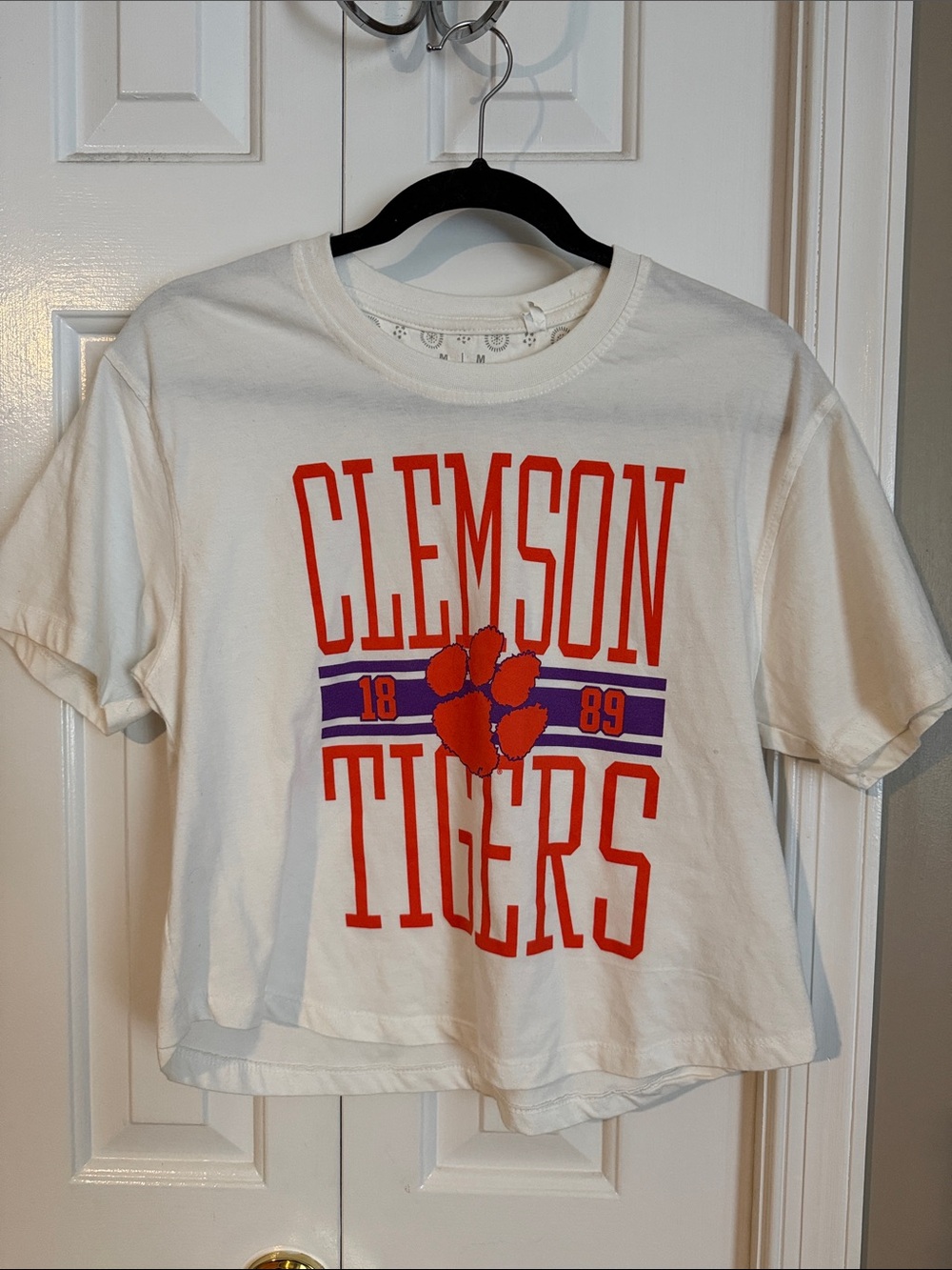 Pressbox White Clemson Tigers Graphic Cropped Tee